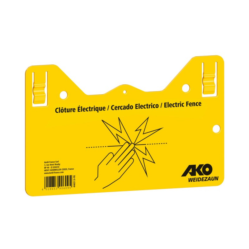 Plaque jaune de signalisation clôture électrique